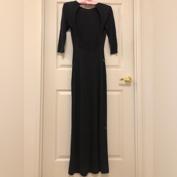 Black 3/4 Sleeve Form Fitted Maxi Dress With Open Back Design “Super Sexy” - Picture 6 of 8